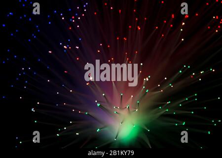 Connecting the dots fibre optical cables provide fast effective data transmission on networks for telecoms computing with laser light Stock Photo