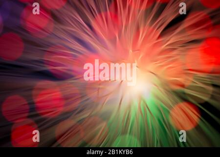 Connecting the dots fibre optical cables provide fast effective data transmission on networks for telecoms computing with laser light Stock Photo