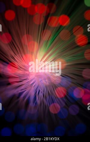 Connecting the dots fibre optical cables provide fast effective data transmission on networks for telecoms computing with laser light Stock Photo