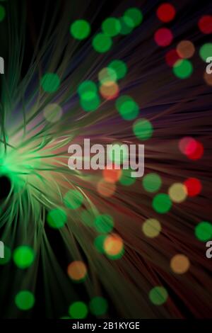 Connecting the dots fibre optical cables provide fast effective data transmission on networks for telecoms computing with laser light Stock Photo