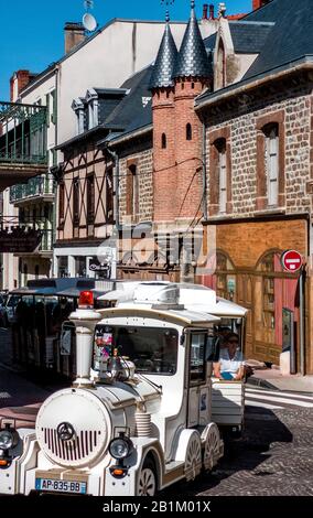 Tourist train in front the house of Albert Londres in Vichy, Allier, Auvergne-Rhone-Alpes, France Stock Photo