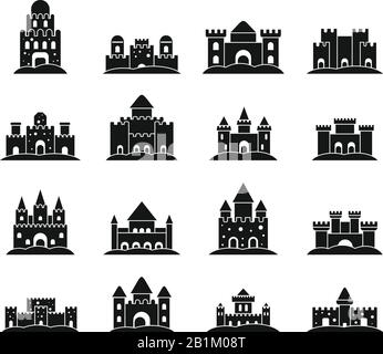 Beach castle sand icons set. Simple set of beach castle sand vector icons for web design on white background Stock Vector