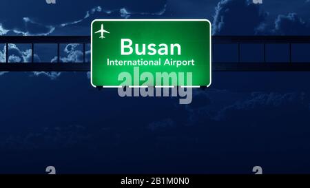 Busan South Korea Airport Highway Road Sign 3D Illustration Stock Photo ...