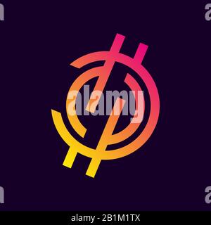 Vector icon, hi-tech circle company logo design, business symbol concept, minimal line style, gradient color Stock Vector