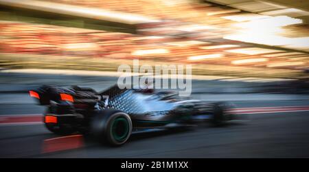 Barcelona, Spain. 26th Feb, 2020. VALTTERI BOTTAS (FIN) from team Mercedes leaves the team's garage at day four of the Formula One winter testing at Circuit de Catalunya Credit: Matthias Oesterle/Alamy Live News Stock Photo