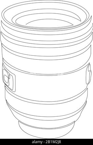 One single line drawing of slr or dslr lens. Photography equipment concept continuous line draw design illustration. Vector Stock Vector