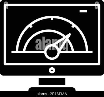 Calculating system black icon, concept illustration, vector flat symbol, glyph sign. Stock Vector