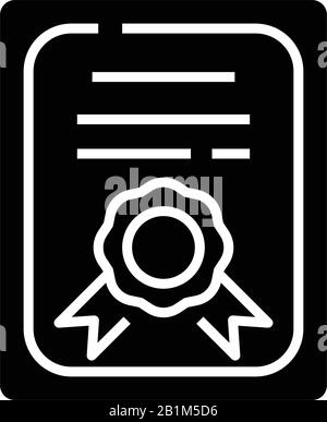 Certificated goods black icon, concept illustration, vector flat symbol, glyph sign. Stock Vector