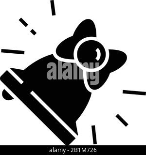 Christmas bells black icon, concept illustration, vector flat symbol, glyph sign. Stock Vector