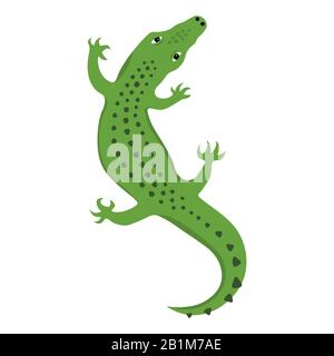 Reptile Lizard or Alligator crocodile top view, wild animal vector isolated Stock Vector