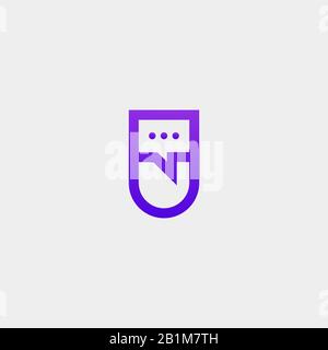 Letter U Chat Logo Design Template Vector Stock Vector