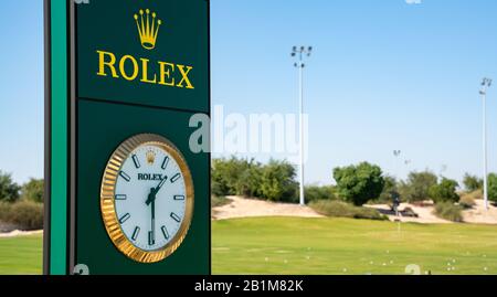 Doha, Qatar- 26 February 2019: Rolex clock in the golf course of Doha, Qatar Stock Photo