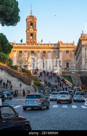 People on the Cordonata steps leading to Campidoglio (Capitoline Hill), Rome, Lazio, Italy Stock Photo