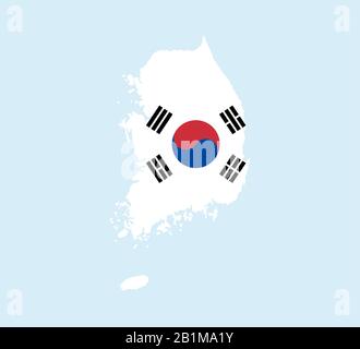 South Korea map, flag. Vector illustration, flat design. Stock Vector