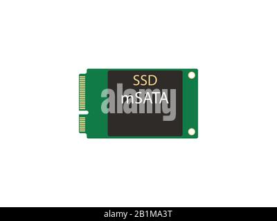Solid state drive, ssd mSATA icon. Vector illustration, flat design. Stock Vector