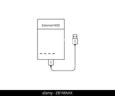 External hard disk drive icon. Vector illustration, flat design. Stock Vector