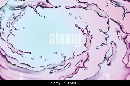 Illustration of a background with water splashes. The circulation of fluid. A 3D vector. Stock Vector