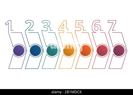 Timeline template from horizontal arrows 7 positions. Stock Photo