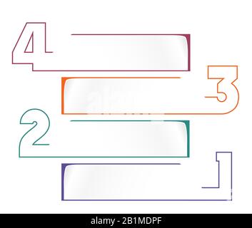 Universal infographic template for projects on white background 4 positions Horizontal stripes Stock Photo