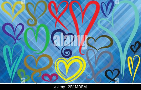 collection of hearts on texture background Stock Vector