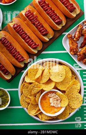 Buffalo chicken dip and chips Stock Photo