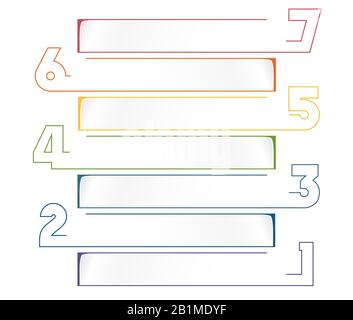 Universal infographic template for projects on white background 7 positions Horizontal stripes Stock Photo