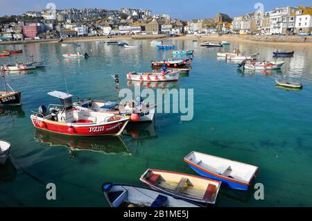 Fishing boats in St Ives harbour,Cornwall Stock Photo