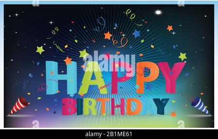 birthday party celebration on rainbow background Stock Vector