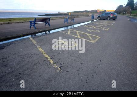 Feb 2020 - Disabled parking bays in Portishead on the 'sea' front Stock Photo