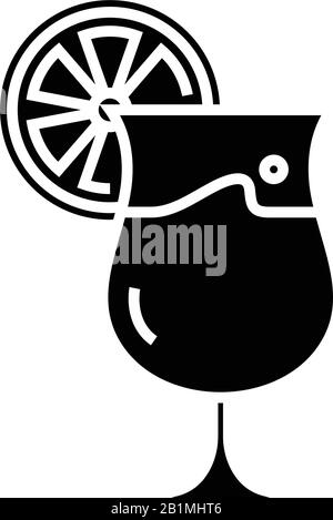 Citrus cocktail black icon, concept illustration, vector flat symbol, glyph sign. Stock Vector