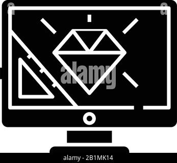 Brilliant work line icon, concept sign, outline vector illustration ...