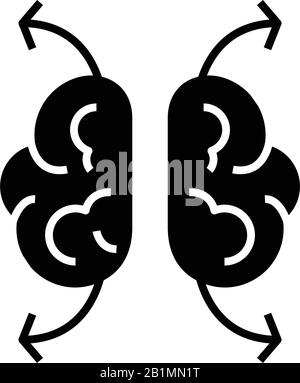 Brain damage black icon, concept illustration, vector flat symbol, glyph sign. Stock Vector