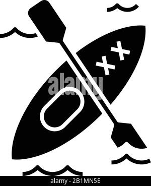 Canoe black icon, concept illustration, vector flat symbol, glyph sign. Stock Vector