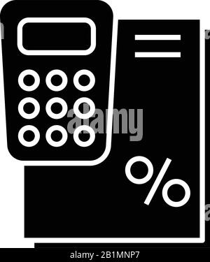 Calculation sheets black icon, concept illustration, vector flat symbol, glyph sign. Stock Vector