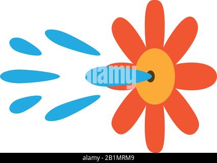 squirt flower prank over white background, flat style icon, vector illustration Stock Vector