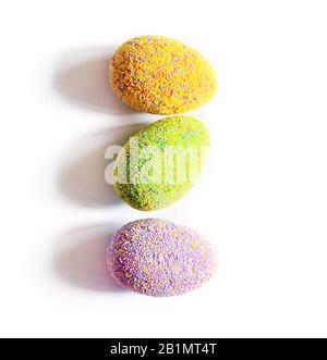 Colored easter eggs on a white background. Holiday concept Stock Photo