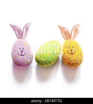 Colored easter eggs on a white background. Holiday concept Stock Photo