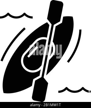 Canoe black icon, concept illustration, vector flat symbol, glyph sign. Stock Vector