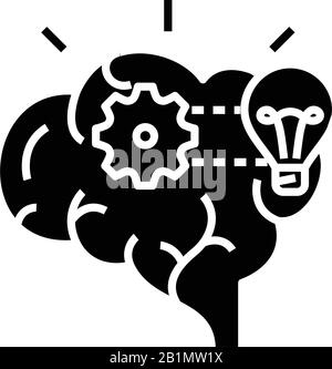 Brain attack black icon, concept illustration, vector flat symbol, glyph sign. Stock Vector