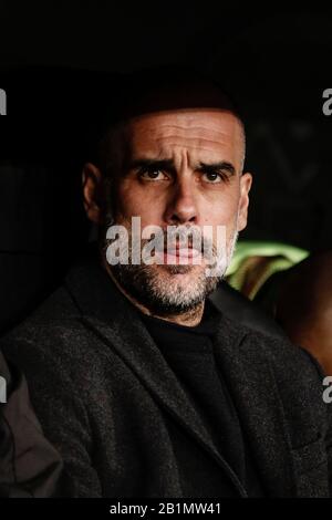 Estadio Santiago Bernabeu, Madrid, Spain. 26th Feb, 2020. UEFA Champions League Football, Real Madrid versus Manchester City; Josep Guardiola, coach of Manchester City Credit: Action Plus Sports/Alamy Live News Stock Photo