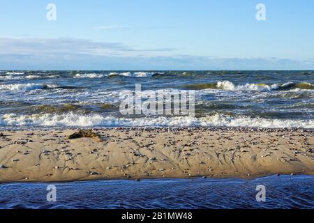 Baltic Sea coast, small river mouth into the sea Stock Photo