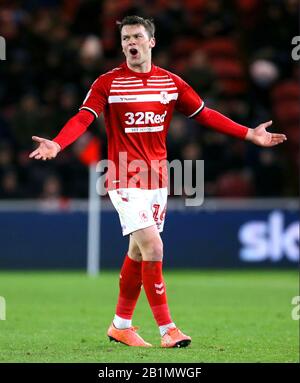 Middlesbrough's Jonny Howson reacts during the Sky Bet Championship match at Riverside, Middlesbrough. Stock Photo