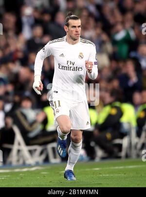 Real Madrid’s Gareth Bale comes off the bench during the UEFA Champions League round of 16 first leg match at the Santiago Bernabeu, Madrid. Stock Photo