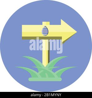 arrow with easter egg icon over white background, block style, vector illustration Stock Vector