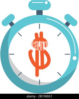 money business financial stopwatch timer vector illustration color tone and fill Stock Vector