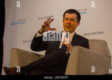 FEBRUARY 16, 2020, LAS VEGAS, NEVADA - Democratic Candidate Pete Budigieg appears at 'Infrastructure Moving America Forward Forum Stock Photo