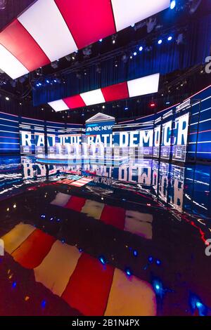 FEBRUARY 19, 2020, LAS VEGAS NEVADA, USA - Democratic Presidential Candidates debate stage hosted by NBC Television in Paris Theater, Las Vegas Stock Photo