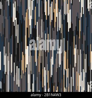 Spliced vector stripe. Geometric variegated background. Seamless camo ikat pattern with woven broken lines. Modern distorted pixel textile all over Stock Vector
