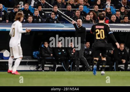 Estadio Santiago Bernabeu, Madrid, Spain. 26th Feb, 2020. UEFA Champions League Football, Real Madrid versus Manchester City; Josep Guardiola Coach of Manchester City Credit: Action Plus Sports/Alamy Live News Stock Photo