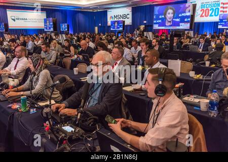 FEBRUARY 19, 2020, LAS VEGAS NEVADA, USA - national news media covers the Democratic Presidential Candidates featured at NBC's Paris Theater Stock Photo